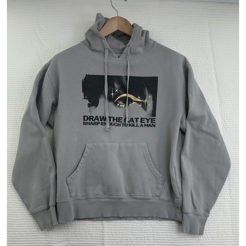 Taylor Swift Midnights Draw The Cat Eye Lyrics Gray Pullover Hoodie Size Small